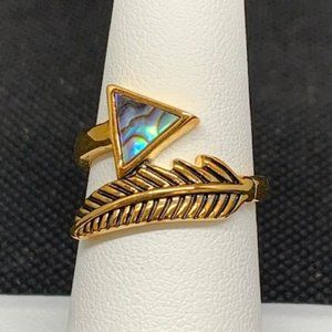RS Covenant #1912 Arrow Abalone Shell Gold Plated Ring Size 7 lifetime warranty